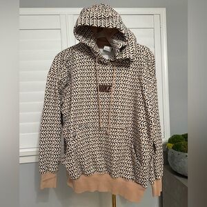 Nike Sportswear Monogram Print Hoodie Beige Tan Pullover Sweatshirt Women’s
